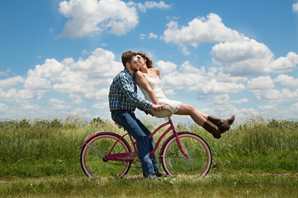 couple on a bicycle