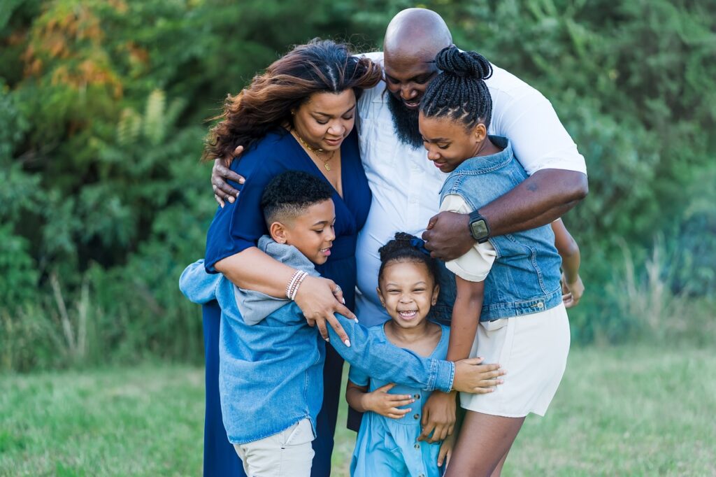 Family hugging each other