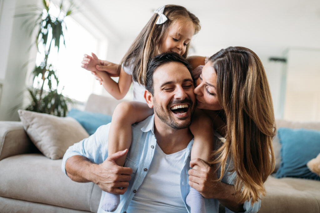 Family laughing together