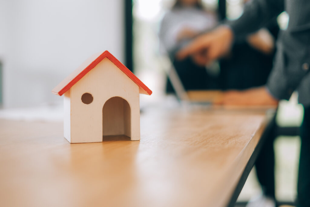 Toy house on a table