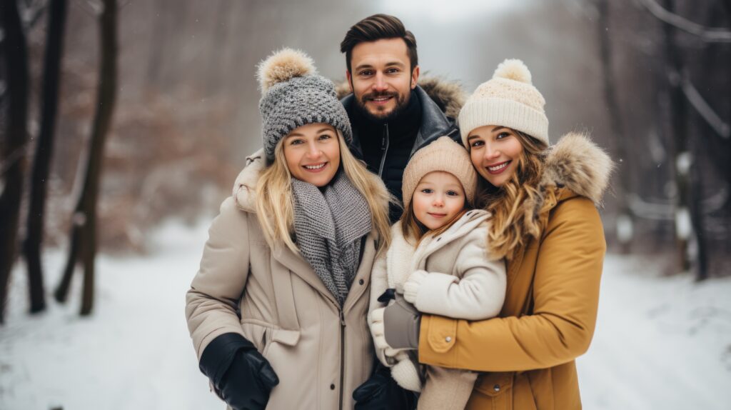 family photo in the snow