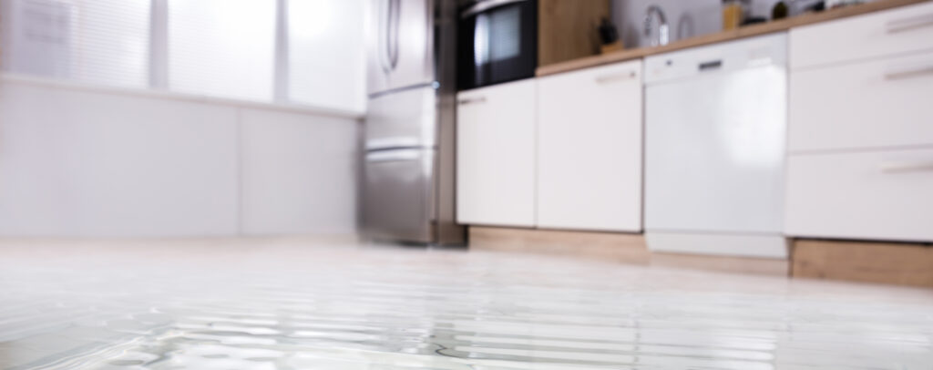 Flooded kitchen floor